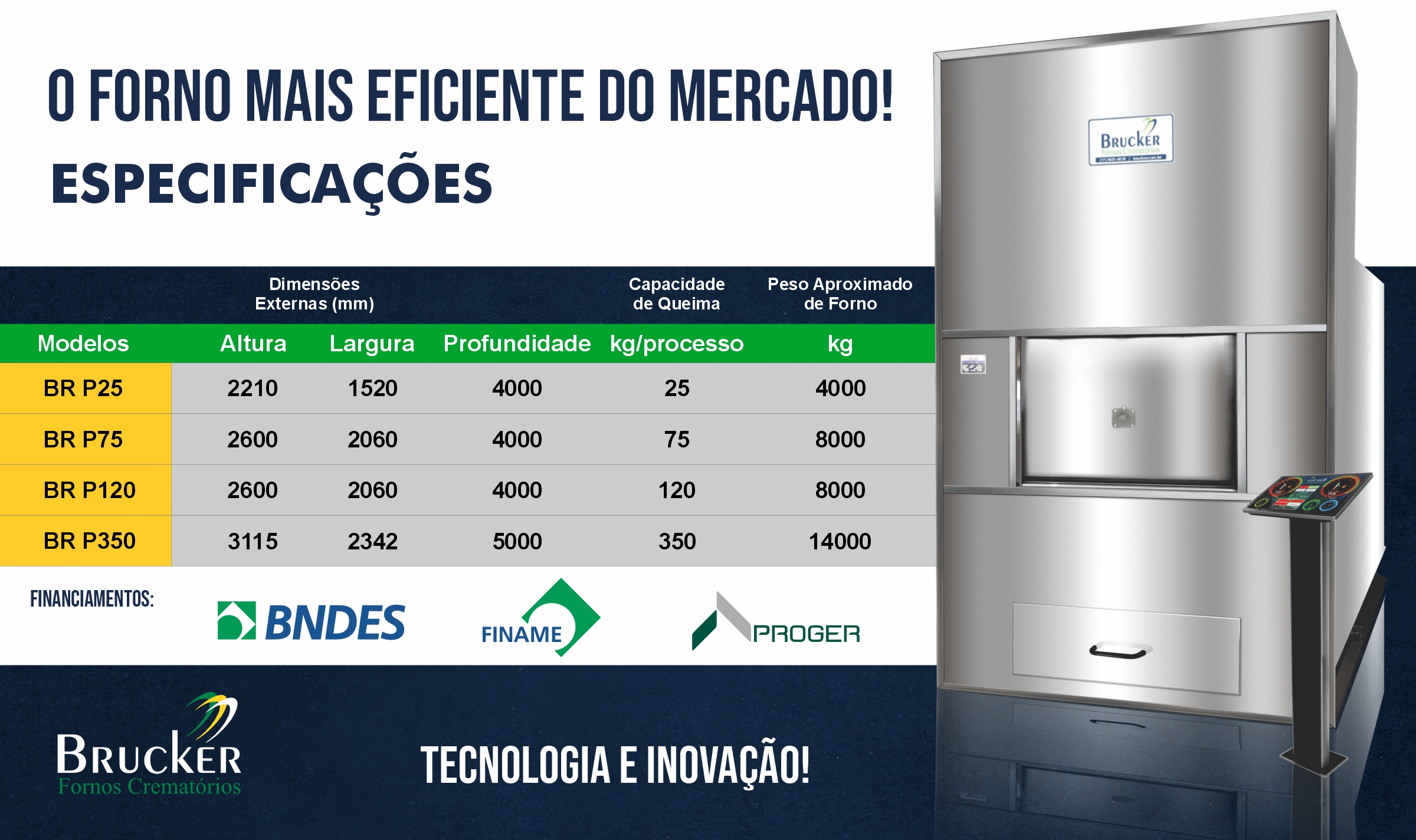 Dimensões Fornos Crematórios Pet Brucker